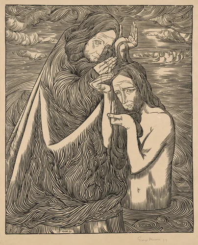 The Baptism of Christ by George Minne, print, 1899