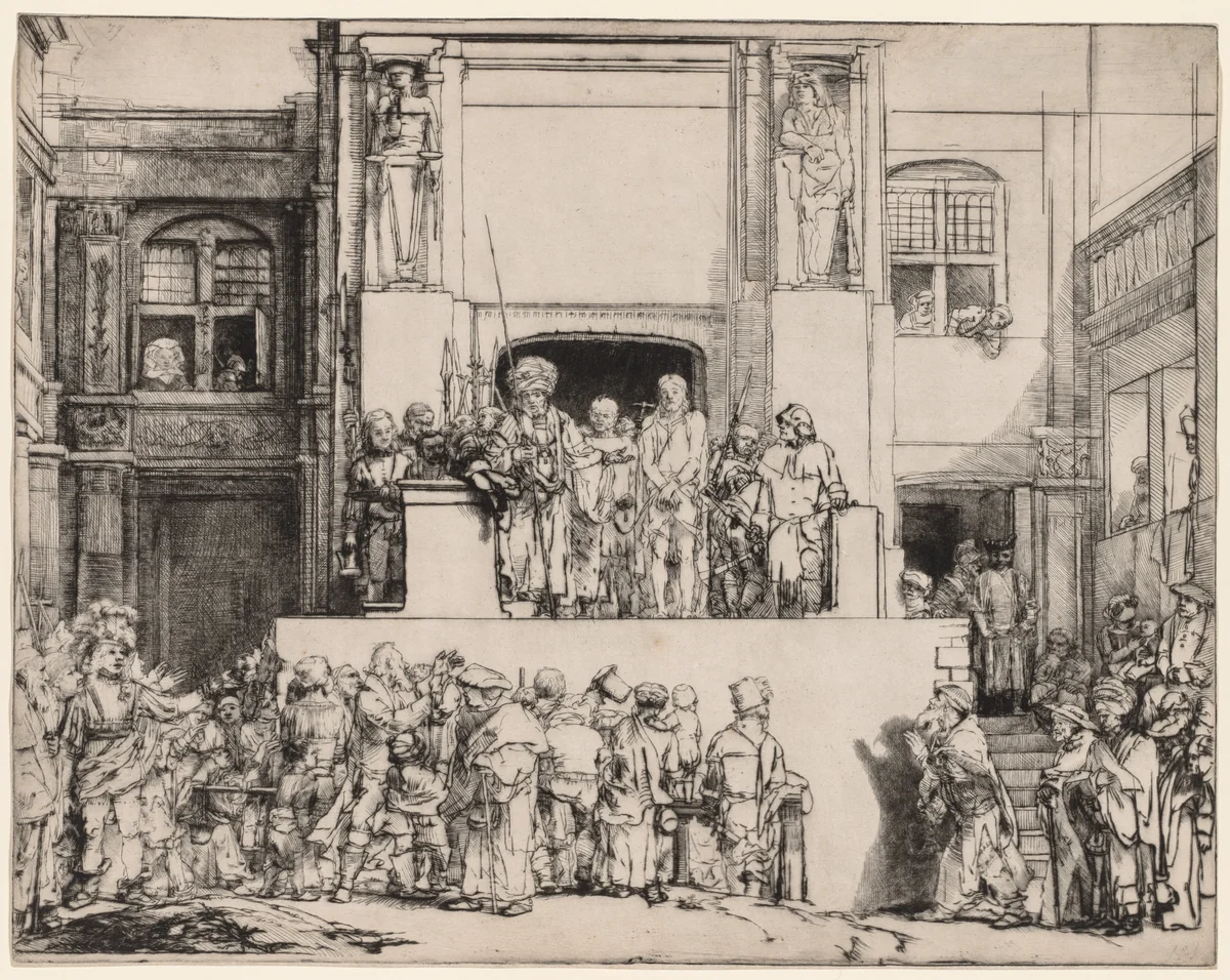 Ecce Homo. Christ Presented to the People by Rembrandt van Rijn, print, 1655