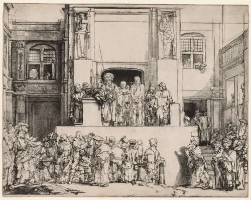 Ecce Homo. Christ Presented to the People by Rembrandt van Rijn, print, 1655