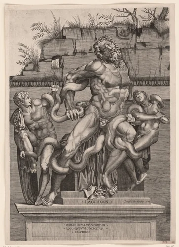 Laocoön en zijn zonen by Unknown, print, 1548