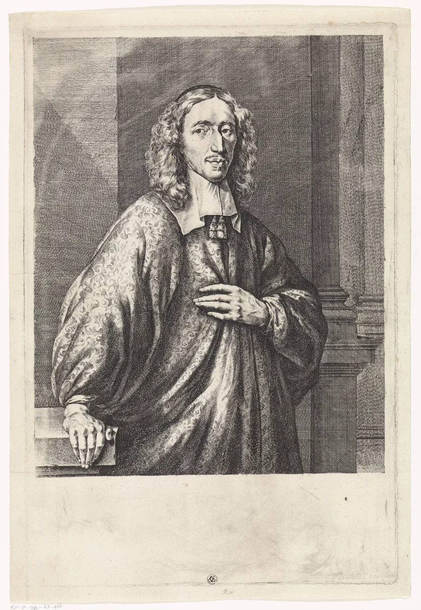 Portret van Johan de Witt by Caspar Netscher, print, 1642-1684