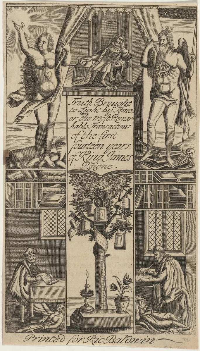 Frontispiece to Truth Brought to Light by Time by John Droeshout, print, 1692