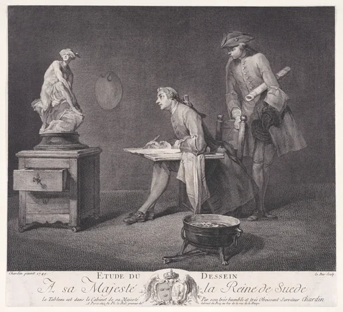 The Drawing Lesson by Jacques-Philippe Le Bas, print, 1749-1783
