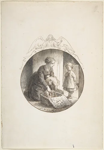 Mother and Child by Lorenz Frølich, drawing, 1835-1903
