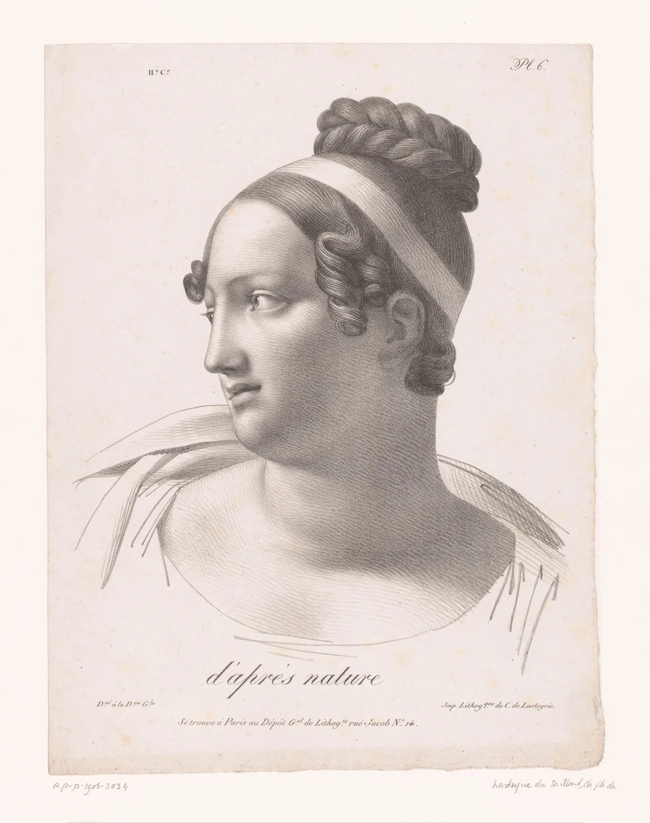 Hoofd van een vrouw by anonymous, print, 1812-1849