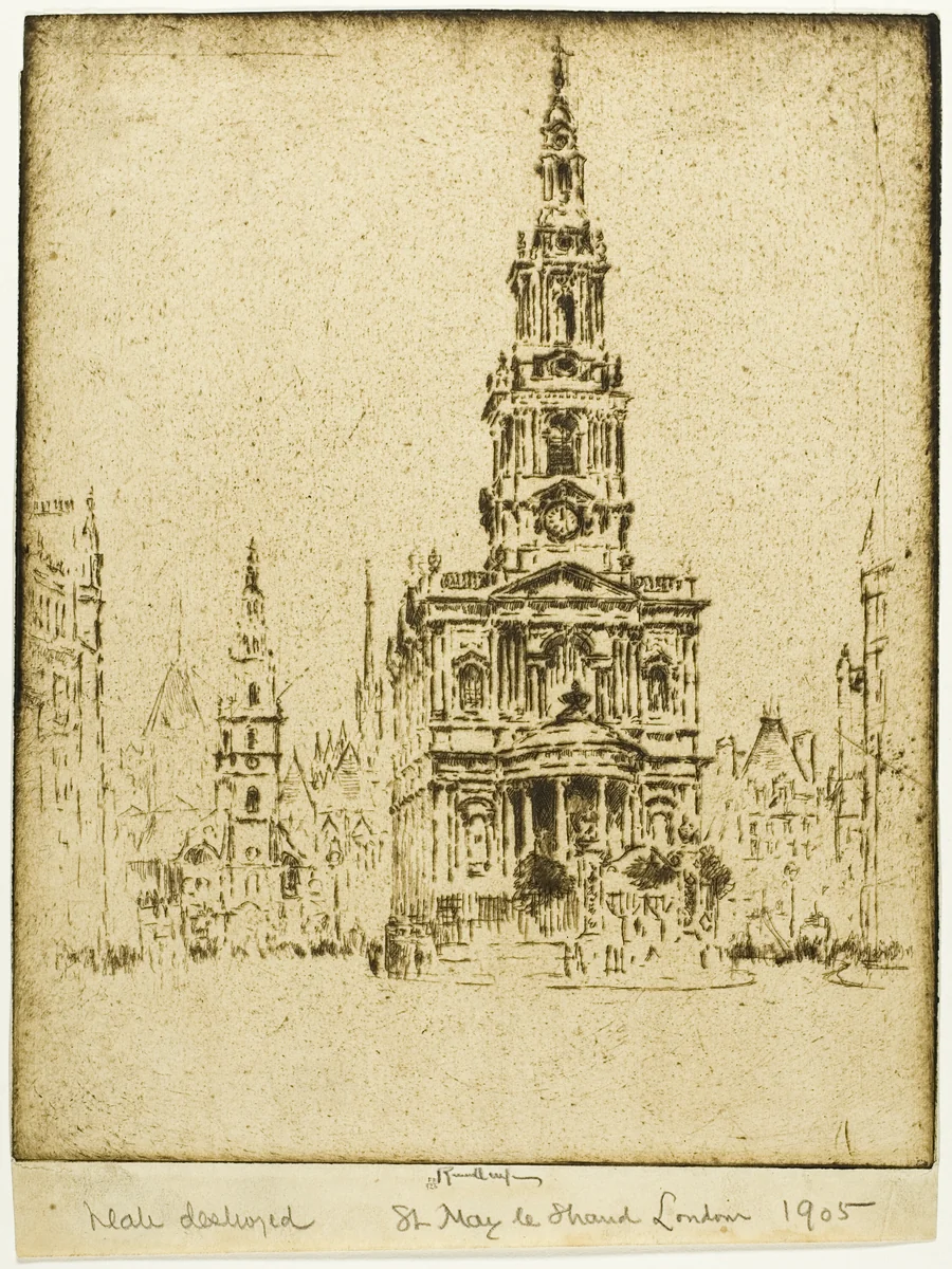 Church of Saint Mary-le-Strand by Joseph Pennell, print, 1906