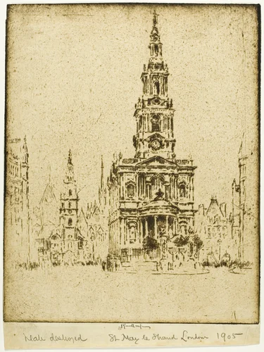 Church of Saint Mary-le-Strand by Joseph Pennell, print, 1906