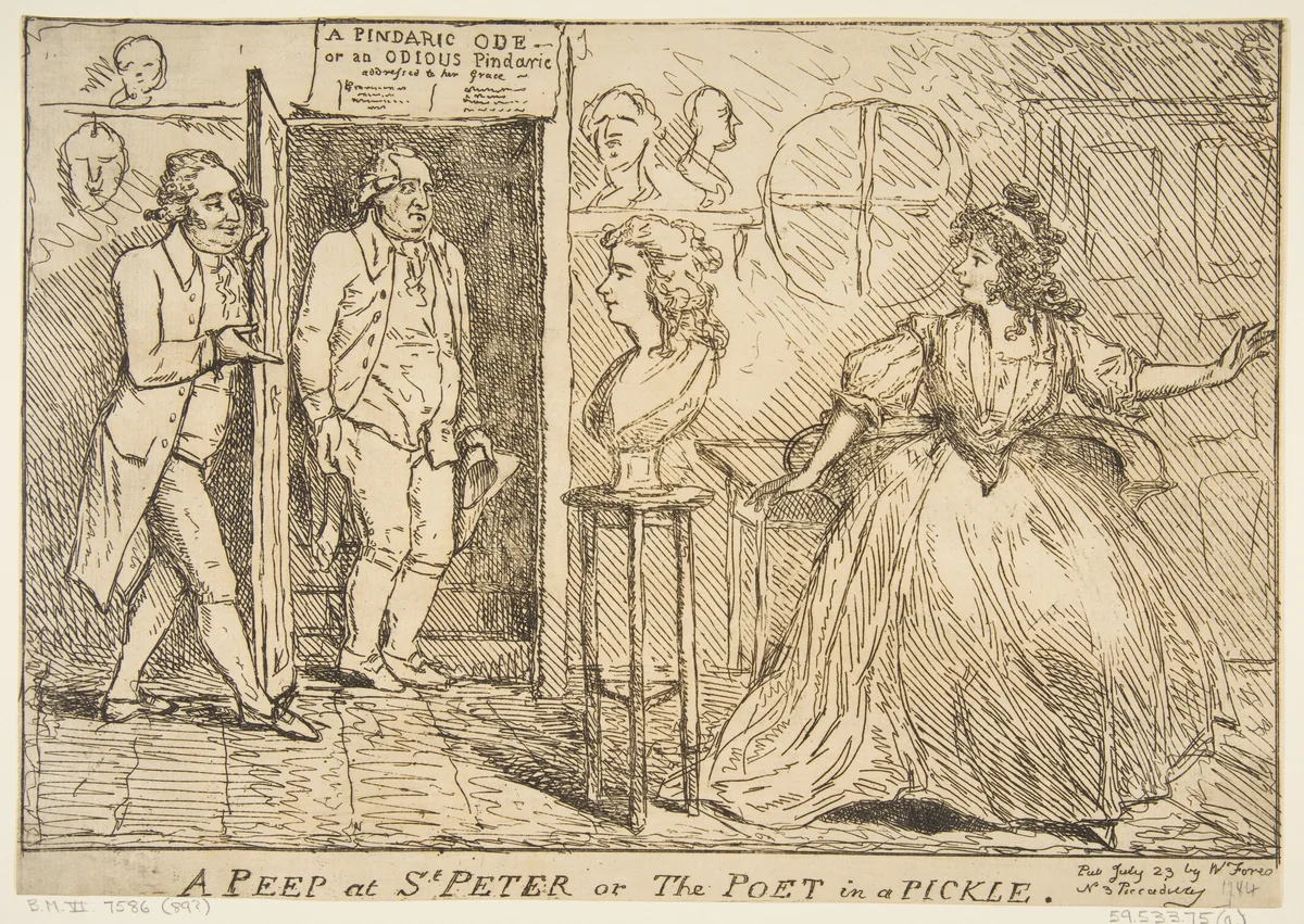 A Peep at St. Peter or The Poet in a Pickle by anonymous, print, 1789
