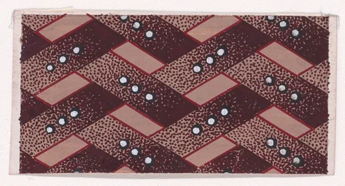 Textile Design with a Basketweave Pattern and Pearls by anonymous, drawing, 1840