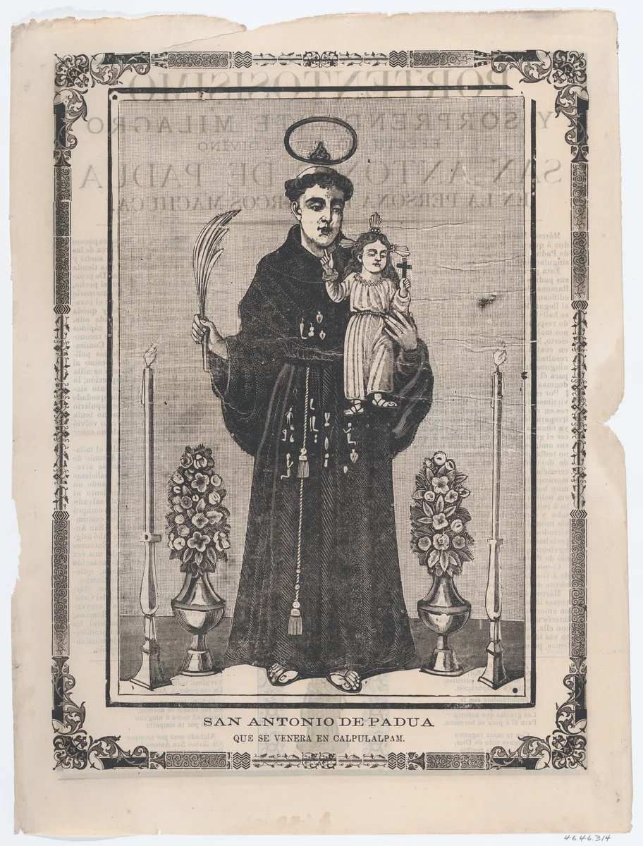 Broadsheet with image of Saint Antony of Padua by José Guadalupe Posada, print, 1895-1905