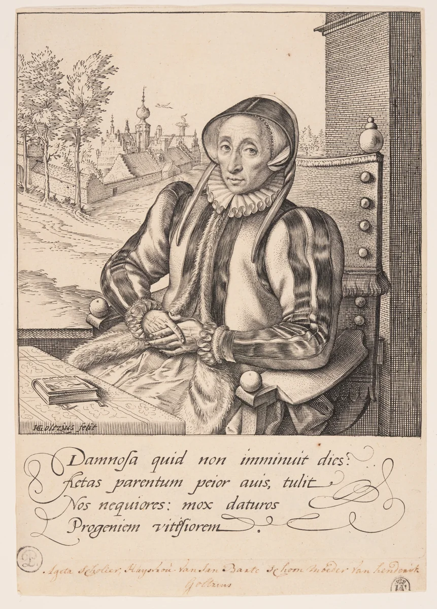 Anna Fullings, Mother of the Artist by Hendrick Goltzius, print, 1575-1585