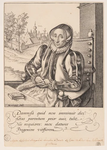 Anna Fullings, Mother of the Artist by Hendrick Goltzius, print, 1575-1585