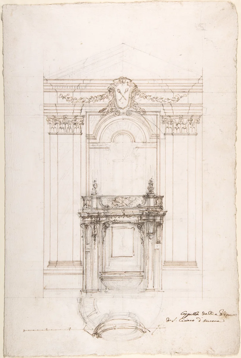 Project for a Chapel in the Church of San Ciriaco, Ancona by Luigi Vanvitelli, drawing, 1700-1773