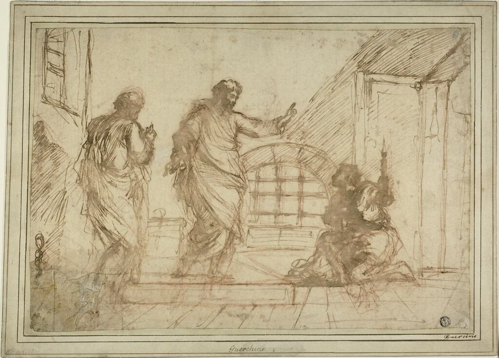 Saint Paul and the Jailer by Unknown Artist, drawing, 1600-1699