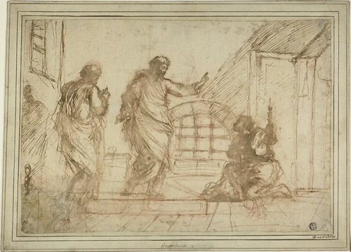 Saint Paul and the Jailer by Unknown Artist, drawing, 1600-1699