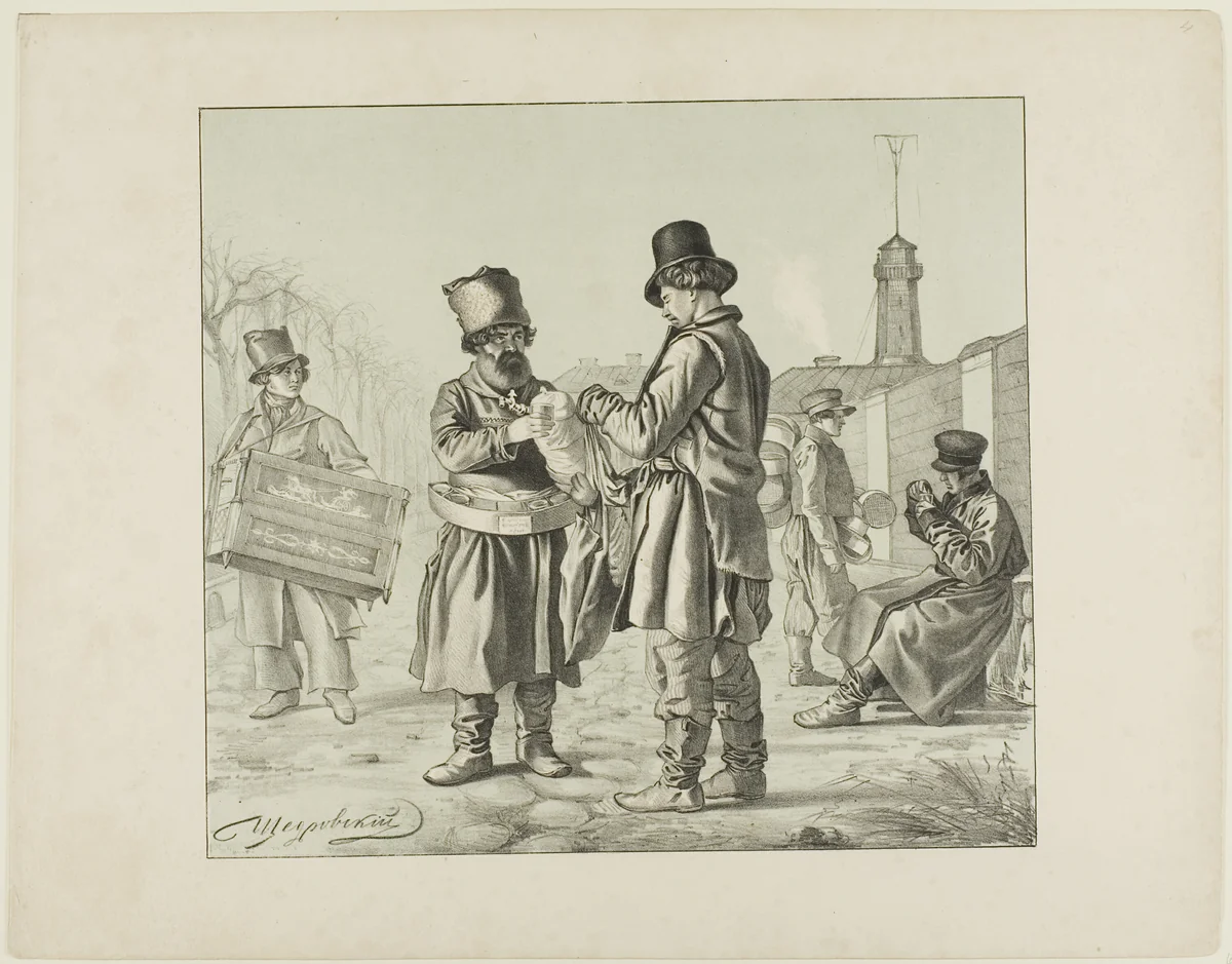 Scenes from Russian Folk Life by Ignatii Shchedrovskii, print, 1835-1870