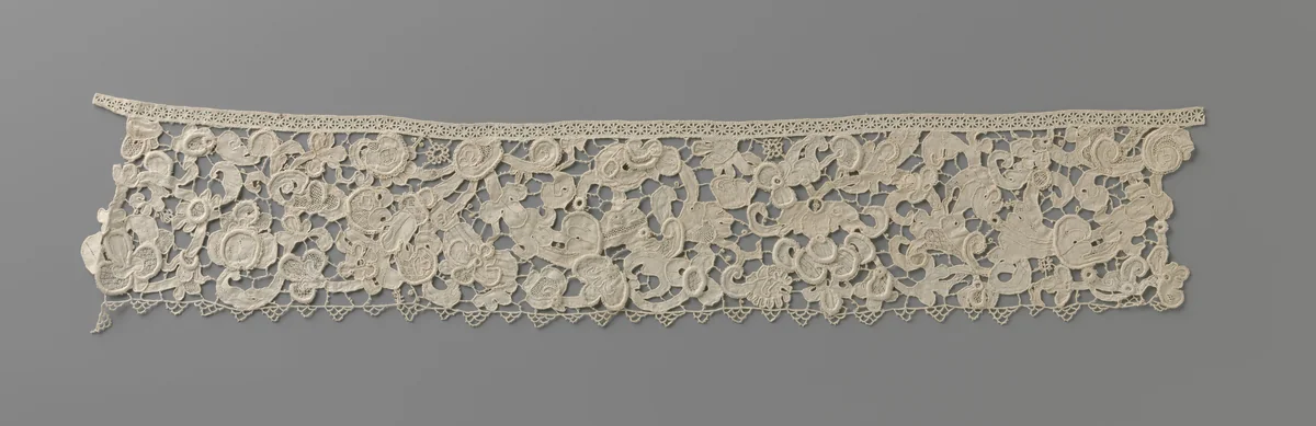 Strook naaldkant met slakkenhuis by anonymous, other, 1675-1699