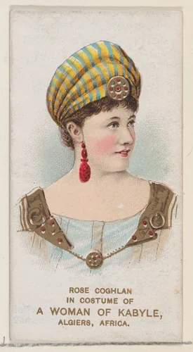 Rose Coghlan in Costume of a Woman of Kabyle, Algiers, Africa, from the set Actors and Actresses, First Series (N70) for Duke brand cigarettes by W. Duke, Sons & Co., print, 1888-1889