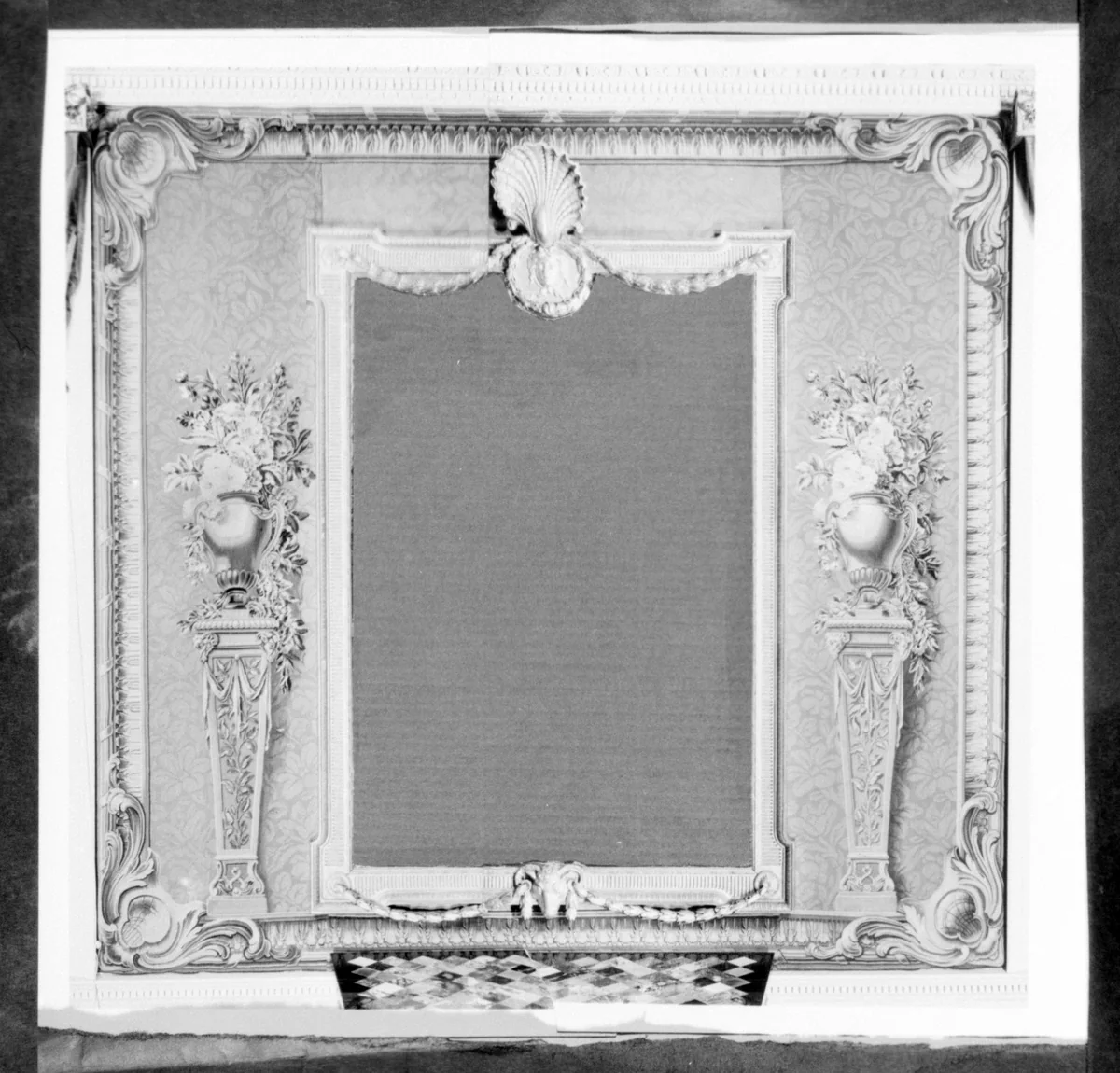 Mirror surround with vases by Jacques Germain Soufflot, textile, 1758-1771