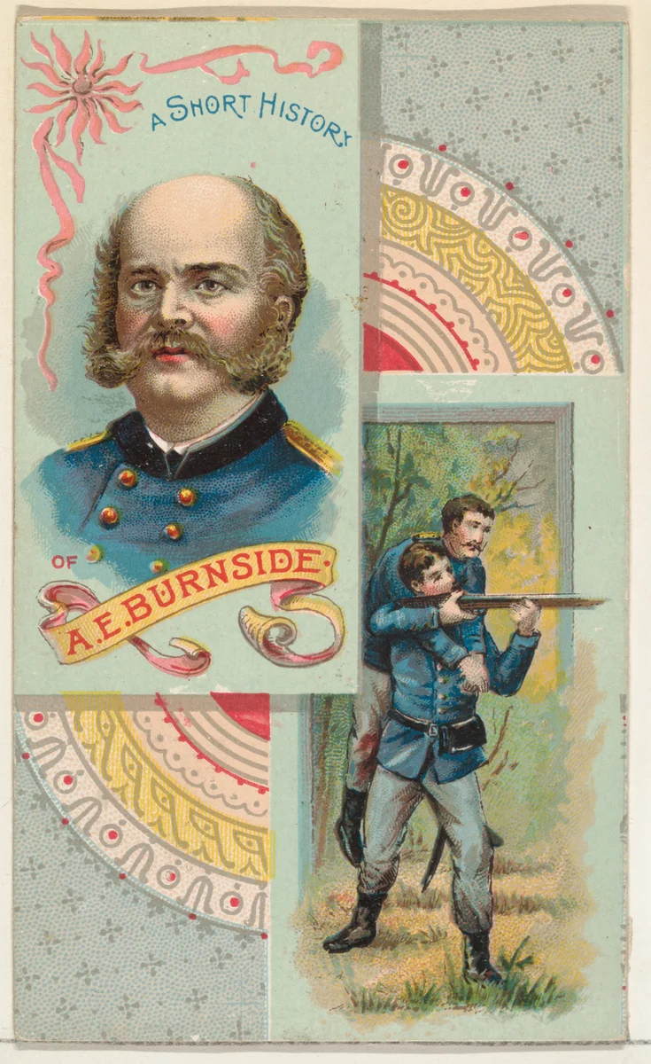 A Short History of General A. E. Burnside, from the Histories of Generals series (N114) issued by W. Duke, Sons & Co. to promote Honest Long Cut Smoking and Chewing Tobacco by W. Duke, Sons & Co., print, 1888