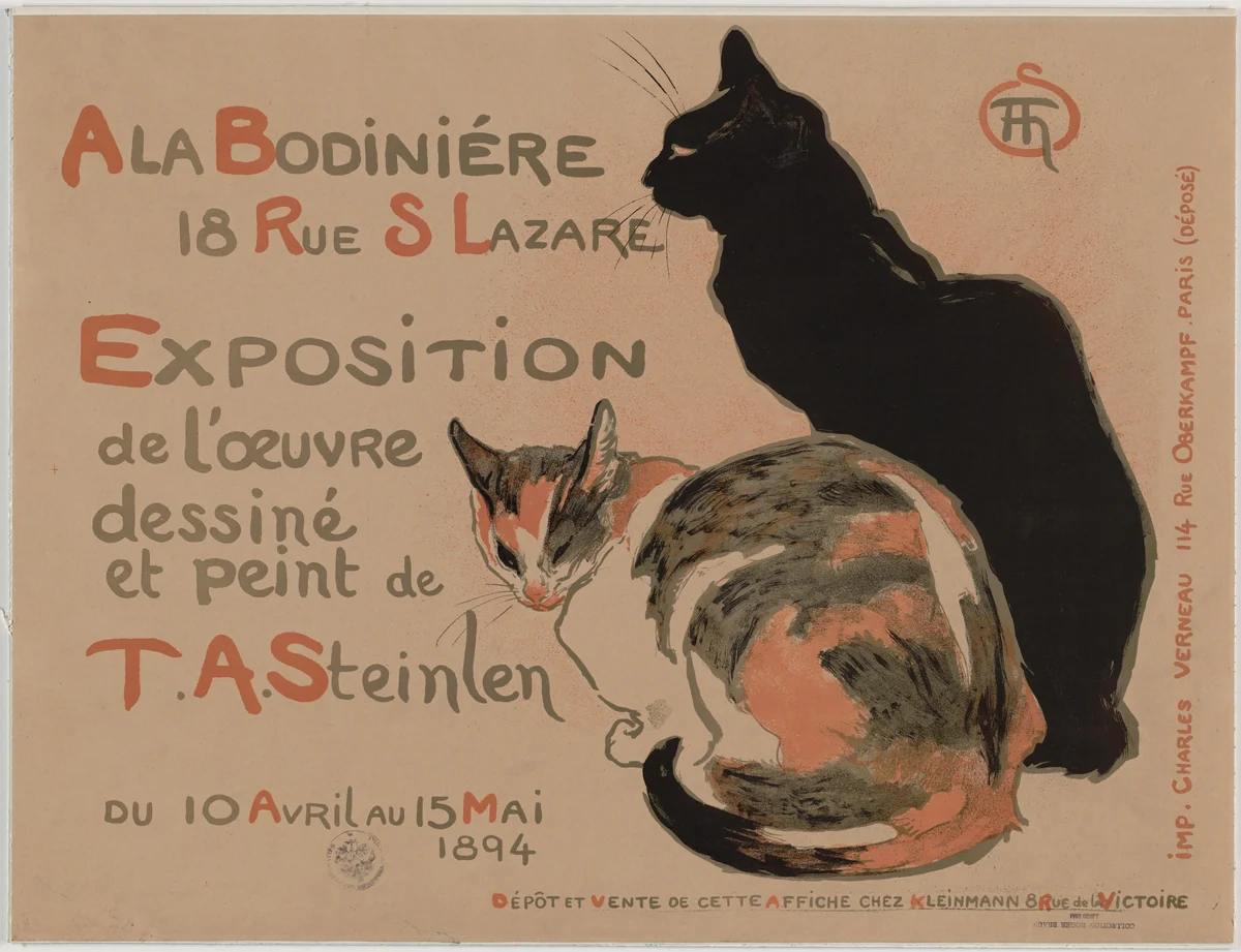 A La Bodiniére, 18 Rue St. Lazare, Exposition de L'Oeuvre Dessiné et Peint de T.A. Steinlen by Théophile-Alexandre Steinlen, design, 1894