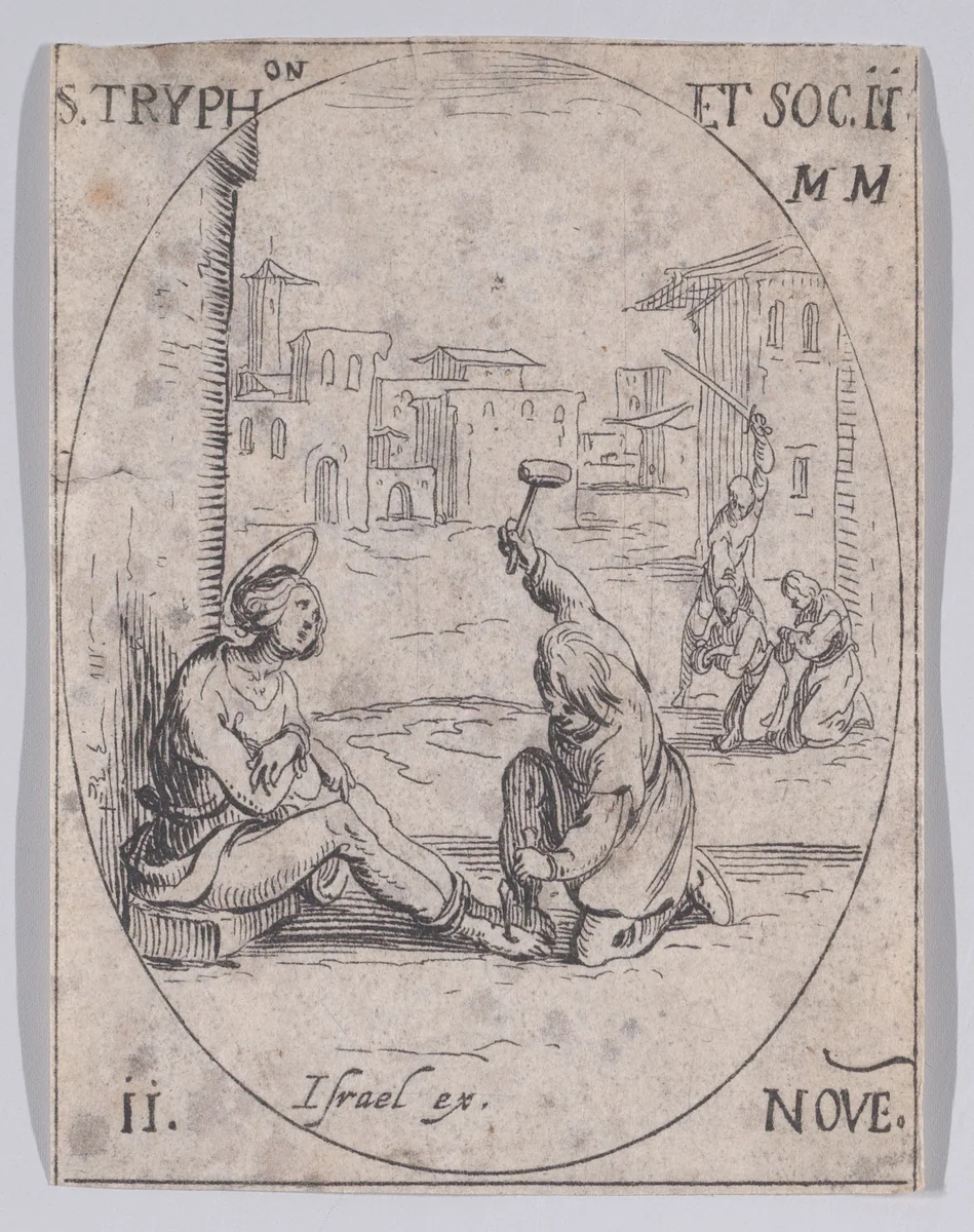 S. Tryphon et Ses Compagnons (St. Tryphon and His Companions), November 11th, from "Les Images De Tous Les Saincts et Saintes de L'Année" (Images of All of the Saints and Religious Events of the Year) by Jacques Callot, print, 1636