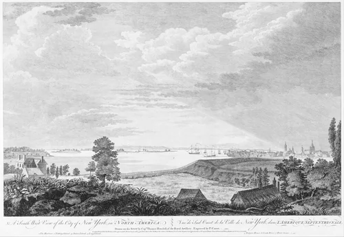 A South West View of the City of New York, in North America by Pierre-Charles Canot, print, 1763-1773