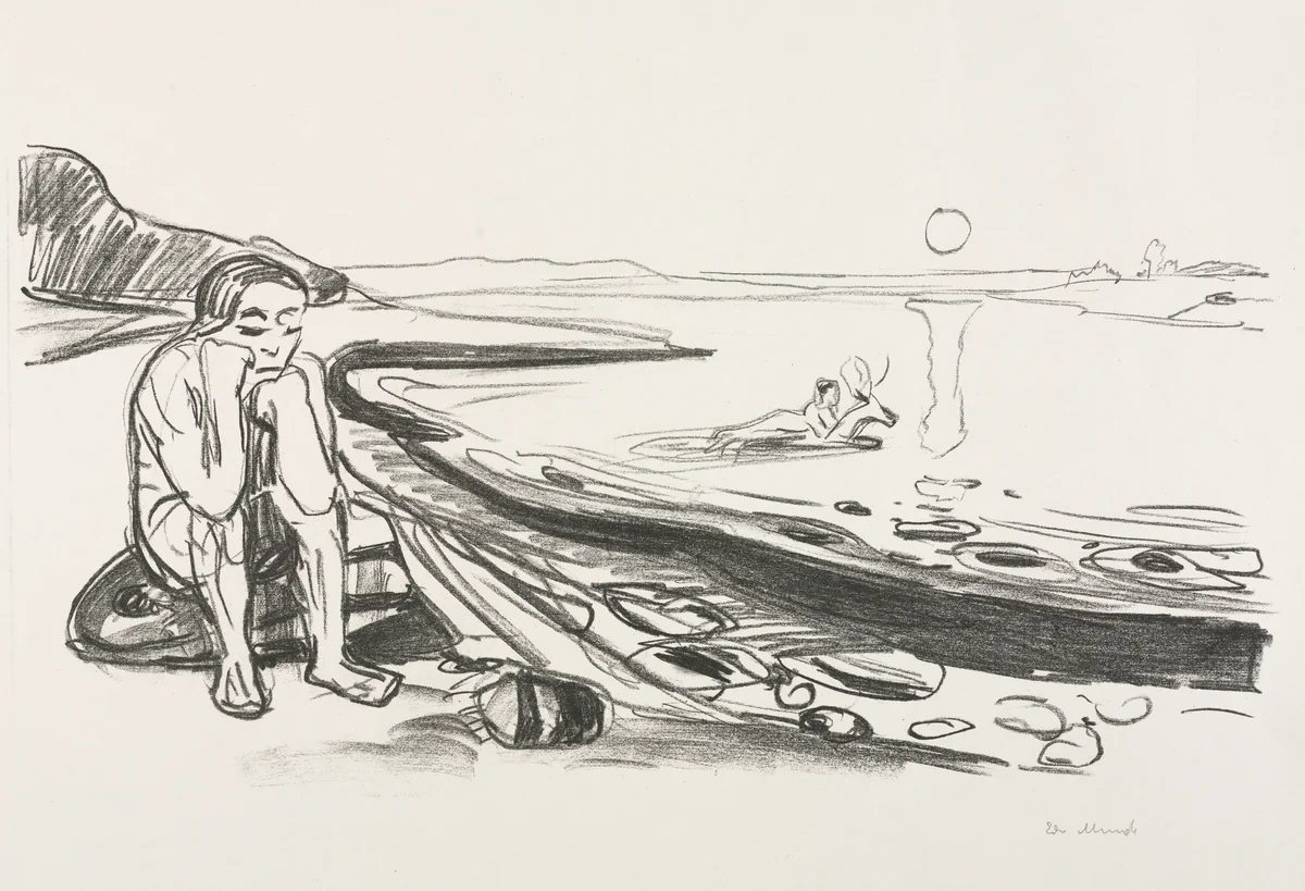 Alpha and Omega: Omega's Flight by Edvard Munch, print, 1908-1909