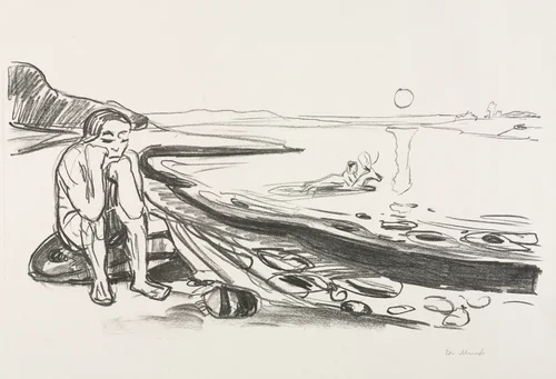 Alpha and Omega: Omega's Flight by Edvard Munch, print, 1908-1909