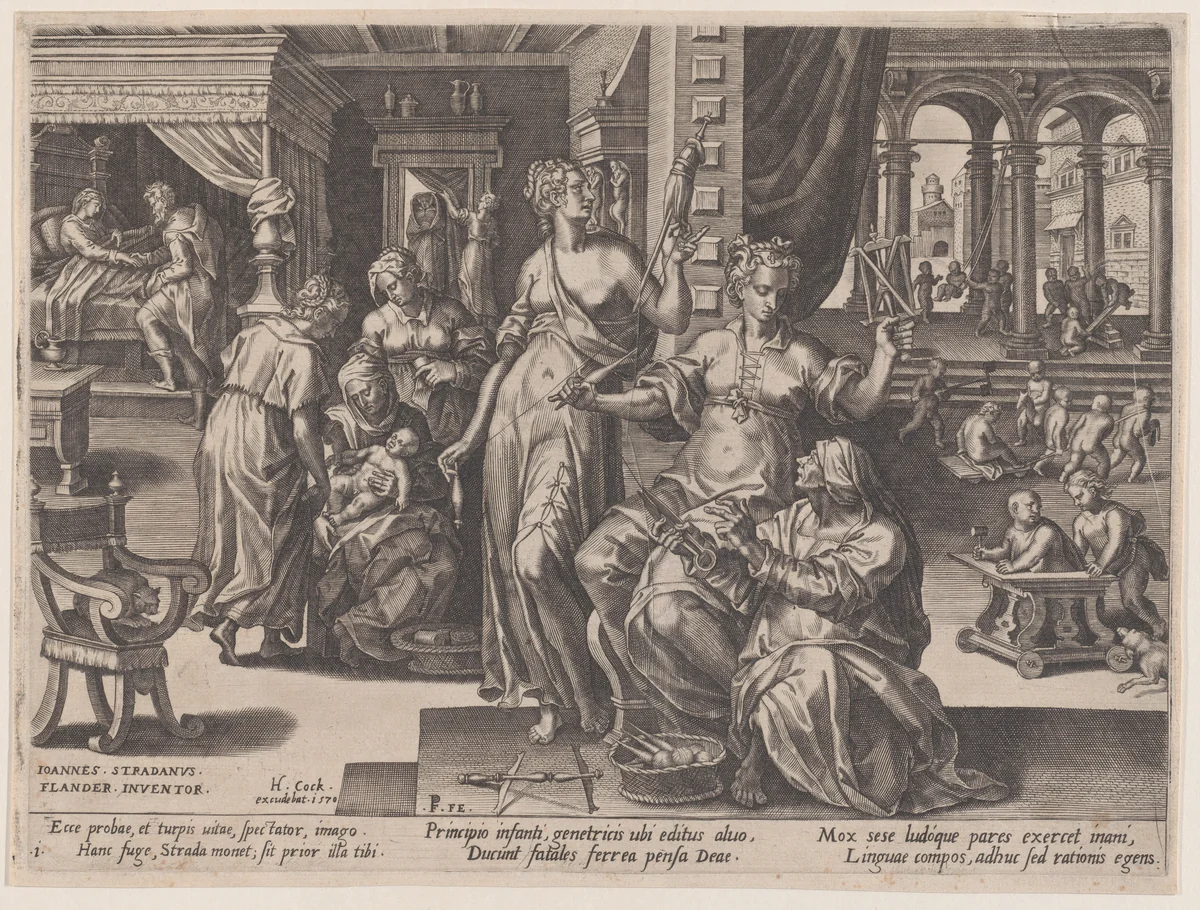 Child Birth, from The Course of Human Life by Pieter Jalhea Furnius, print, 1570