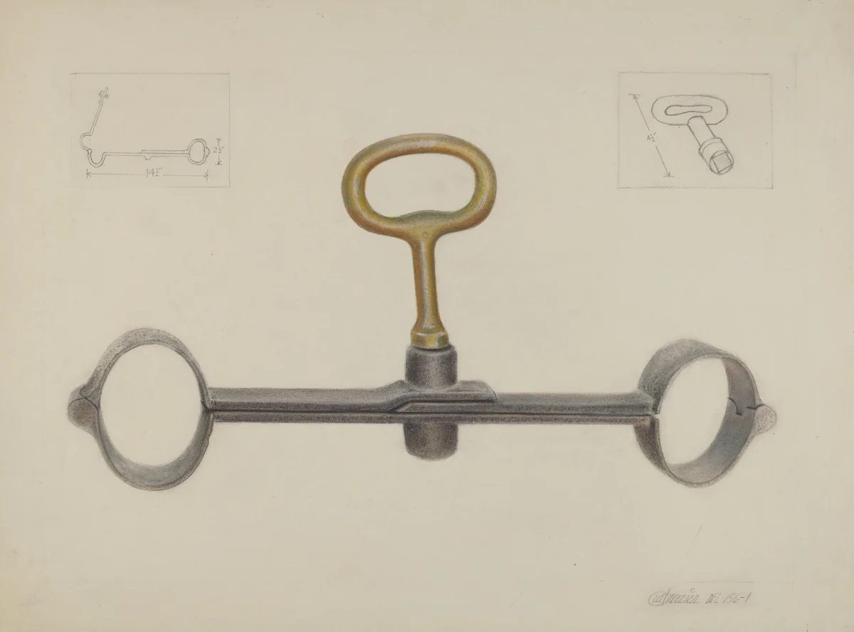 Handcuffs with One Key by Cornelius Frazier, index of american design, 1936