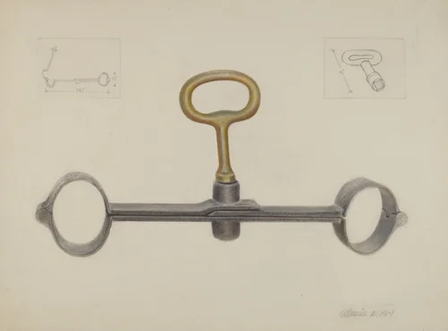 Handcuffs with One Key by Cornelius Frazier, index of american design, 1936