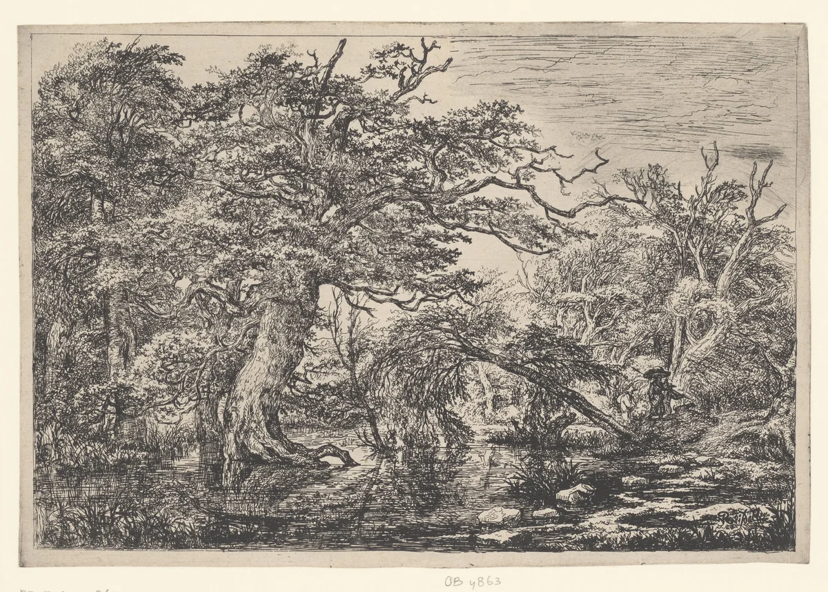 Travellers by Jacob Isaacksz van Ruisdael, print, 1650-1655