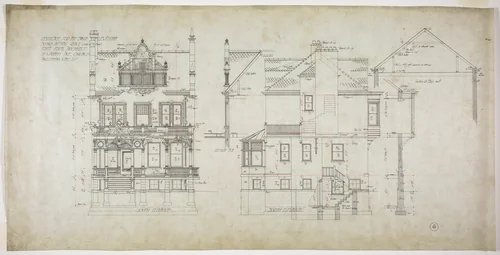 David Lewinsohn House, Chicago, Illinois, North and South Elevations by Fritz Frederick L. Foltz, drawing, 1898