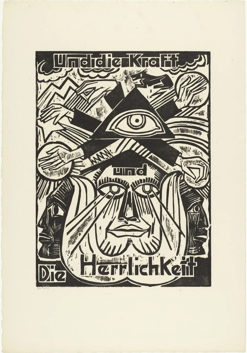 And the power / and / the glory (Und die Kraft / und / die Herrlichkeit) from The Lord's Prayer (Das Vater Unser) by Max Pechstein, print, 1921