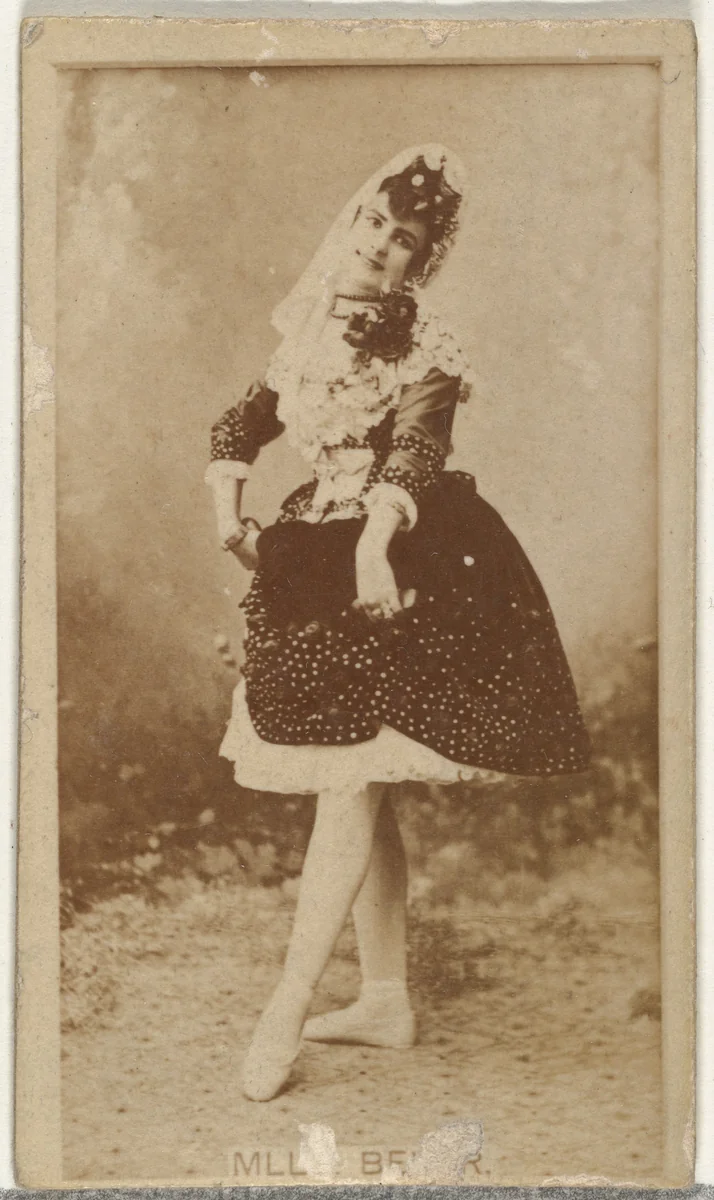 [Dancer holding up hem of skirt], from the Actors and Actresses series (N145-8) issued by Duke Sons & Co. to promote Duke Cigarettes by W. Duke, Sons & Co., photograph, 1890-1895