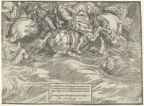 The Submersion of Pharaoh's Army in the Red Sea by Titian, print, 1510-1520
