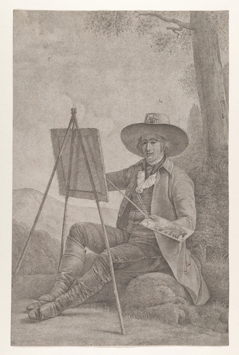 Plein Air Painter at an Easel by anonymous, print, 1780-1830