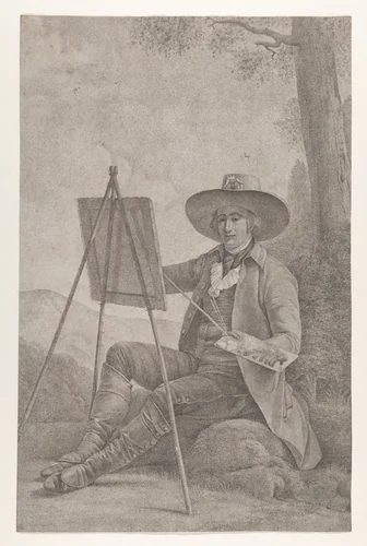 Plein Air Painter at an Easel by anonymous, print, 1780-1830