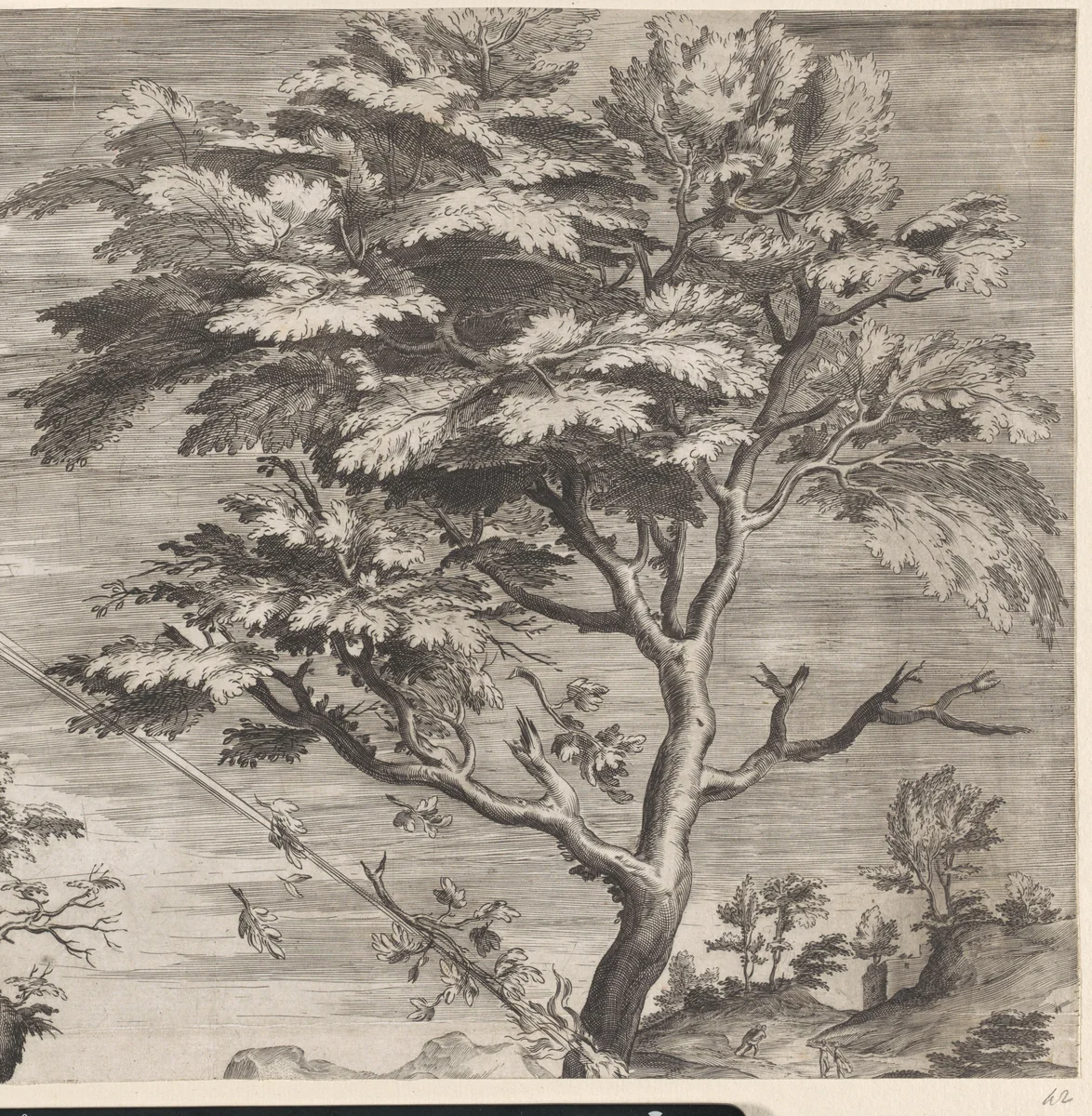 De heilige Filippus Benizi van de Servieten straft de godslasteraars by Cherubino Alberti, print, 1582