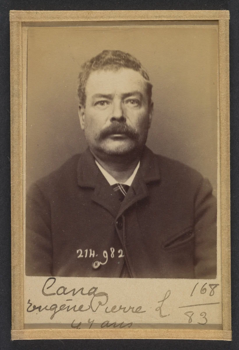 Cana. Eugène, Pierre. 47 ans, né à Paris XIe. Monteur en bronze. Anarchiste. 2/3/94. by Alphonse Bertillon, photograph, 1894