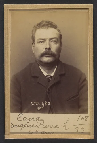 Cana. Eugène, Pierre. 47 ans, né à Paris XIe. Monteur en bronze. Anarchiste. 2/3/94. by Alphonse Bertillon, photograph, 1894