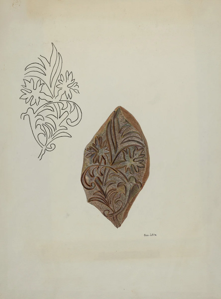 Calico Printing Block by George File, index of american design, 1941