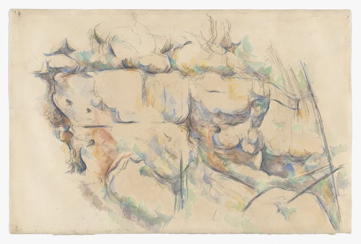 Rocks Near the Caves above Château Noir by Paul Cézanne, drawing, 1895