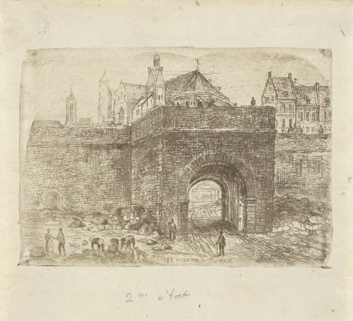 Onze-Lieve-Vrouwepoort te Maastricht by Alexander Schaepkens, print, 1830-1899