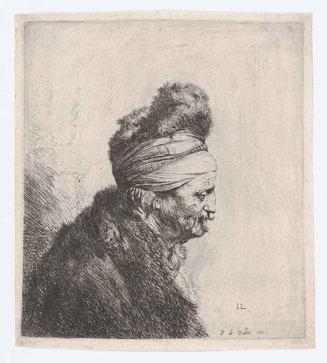 Bust of an Old Man Wearing a Fur Cap by Jan Lievens, print, 1626-1636