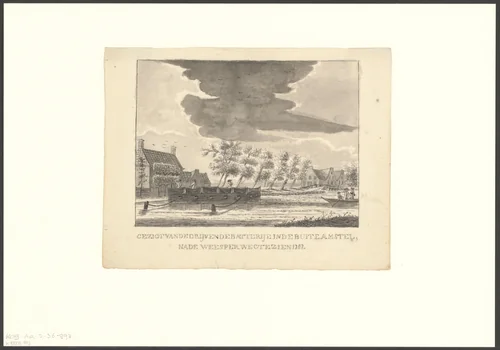 Gezicht op een drijvende batterij in de Amstel by anonymous, drawing, 1787-1899