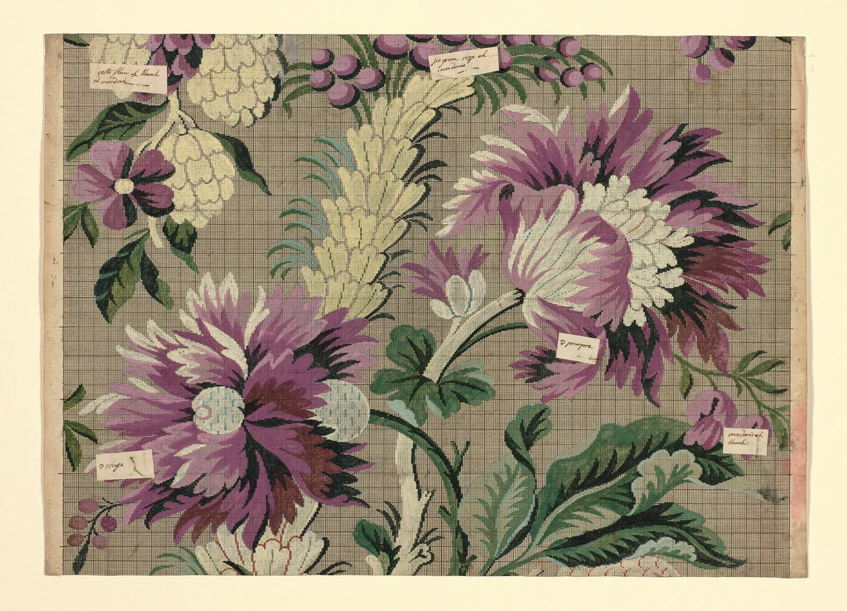 Mise-en-carte (Point-paper) by J Bte Clere and Germain Frères, textile, 1760-1790