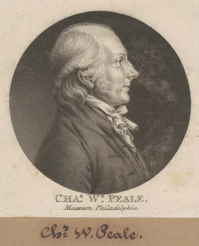 Charles Willson Peale by Charles B. J. Févret de Saint-Mémin, print, 1807