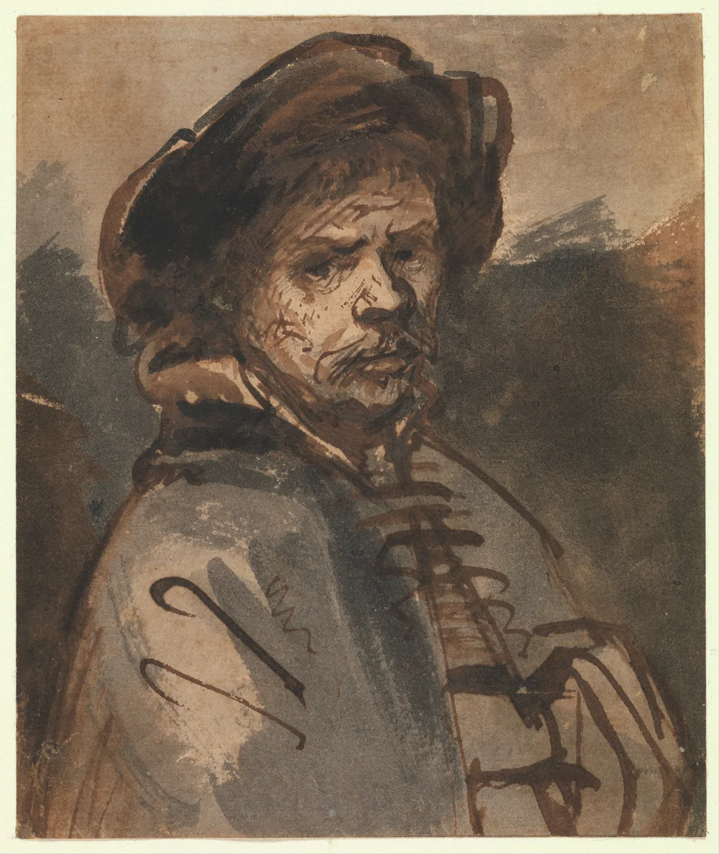 Self-Portrait by Rembrandt van Rijn, drawing, 1635-1640